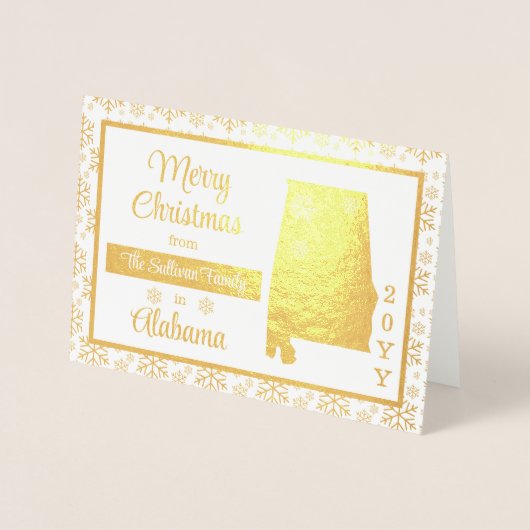 メリークリスマスfromアラバマ州 |写真 箔カード (正面)