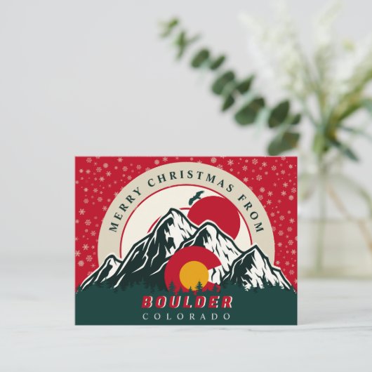 メリークリスマスfromコロラド大きい石お土産 ポストカード (スタンド正面)