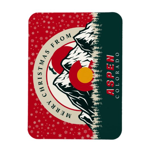 メリークリスマスfromコロラド《植物》アスペンお土産 マグネット (縦)