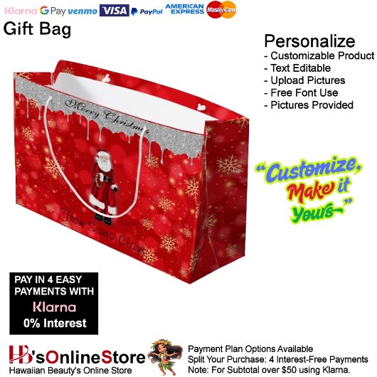 メリークリスマスfromサンタクロスホリデイチャーム ラージペーパーバッグ