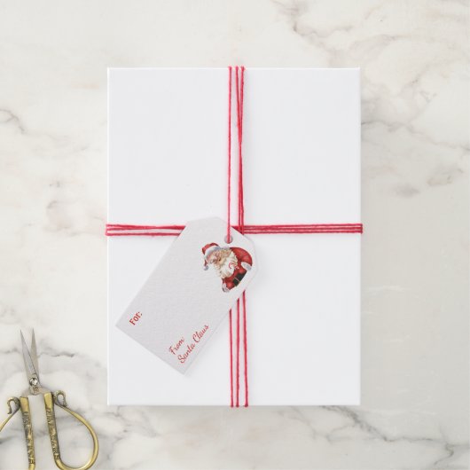 メリークリスマスfromサンタクロース名前をカスタムする ギフトタグ (より糸付き)