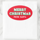 メリークリスマスfromサンタ編集可能文字レッドオーバル 楕円形シール (バッグ)