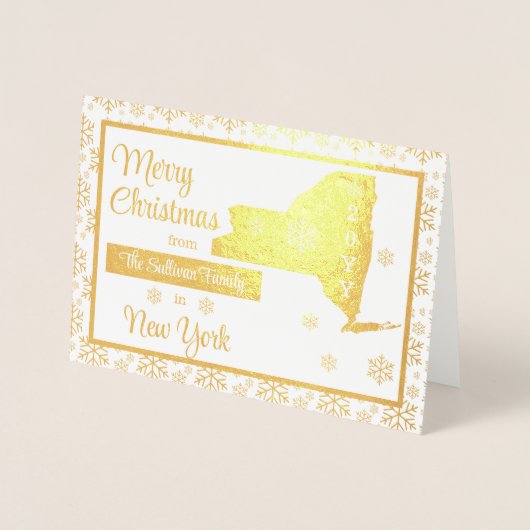 メリークリスマスfromニューヨーク州 |写真 箔カード (正面)