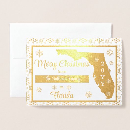 メリークリスマスfromフロリダ州 |写真 箔カード (封筒付き正面)
