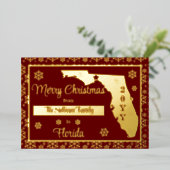 メリークリスマスfromフロリダ州 |写真 箔シーズンカード (立ち正面)