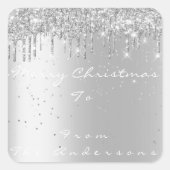 メリークリスマスfromホリデーシルバー紙吹雪Gr スクエアシール (正面)