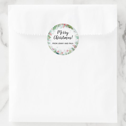 メリークリスマスfromホリー&アイビーリース ラウンドシール (バッグ)