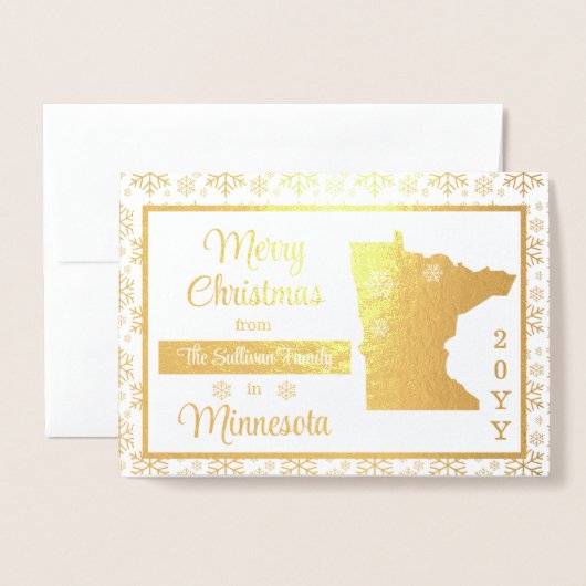 メリークリスマスfromミネソタ州 |写真 箔カード (封筒付き正面)