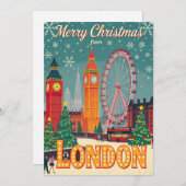 メリークリスマスfromロンドンヴィンテージレトロ シーズンカード (正面/裏面)