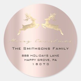 メリークリスマスfrom名前バラ金ゴールドRSVPトナカイ ラウンドシール