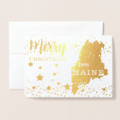 メリークリスマスfrom Maine州フォトフォイルカード 箔カード (封筒付き正面)