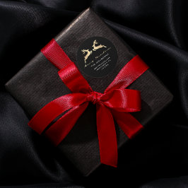 メリークリスマスfrom Nameブラック金ゴールドRSVPトナカイ ラウンドシール