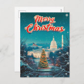 メリークリスマスfrom Washington Dcヴィンテージレトロ シーズンポストカード (正面/裏面)