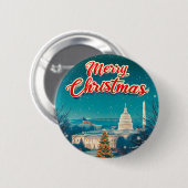 メリークリスマスfrom Washington Dcヴィンテージレトロ 缶バッジ (正面&裏面)