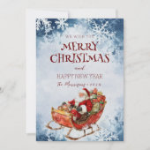 メリークリスマスI Happy New Year Santa Winter シーズンカード (正面)