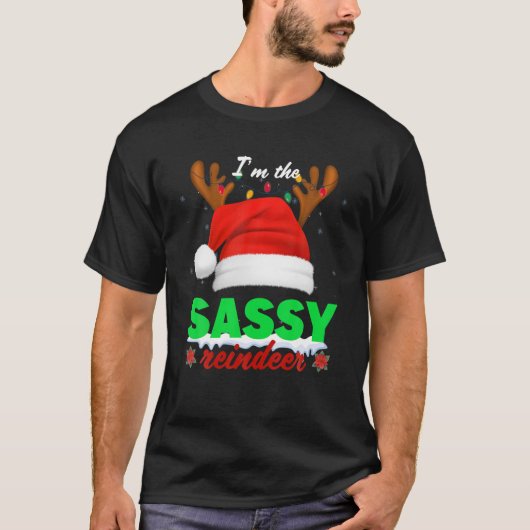 メリークリスマスI m The Sassy Reindeer Lightsクリスマス Tシャツ (正面)