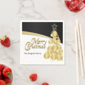 メリークリスマスinブラック&金ゴールド スタンダードカクテルナプキン (インサイチュ)