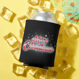 メリークリスマスinレッド文字on BLACK 缶クーラー