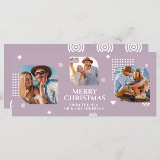 メリークリスマスMr. & Mrs. 3フォトコラージュモダン (正面/裏面)
