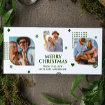 メリークリスマスMr. & Mrs. 3フォトコラージュモダン シーズンカード<br><div class="desc">メリークリスマスMr & Mrs 3フォトコラージュトレンディーモダンChristmas Cardsは、文字「新しいMr & Mrsからのメリークリスマス」と緑の台本にお気に入りのは、3枚の写真のコラージュを施したフォトコラージュでエレガントす。提供されている文字・ボックスで文字を編集してパーソナライズ。クリスマスは友達や家族に送るのに最適。写真のヒント： Zazzleにアップロードする前に写真を中心に。©Evco Studio www.zazzle.com/store/evcostudioによる設計</div>