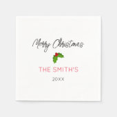 メリークリスマスNAMEホリーフェスティバルホリデイ スタンダードカクテルナプキン (正面)