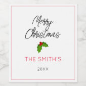 メリークリスマスNAMEホリーフェスティバルホリデイ ワインラベル (シングルラベル)