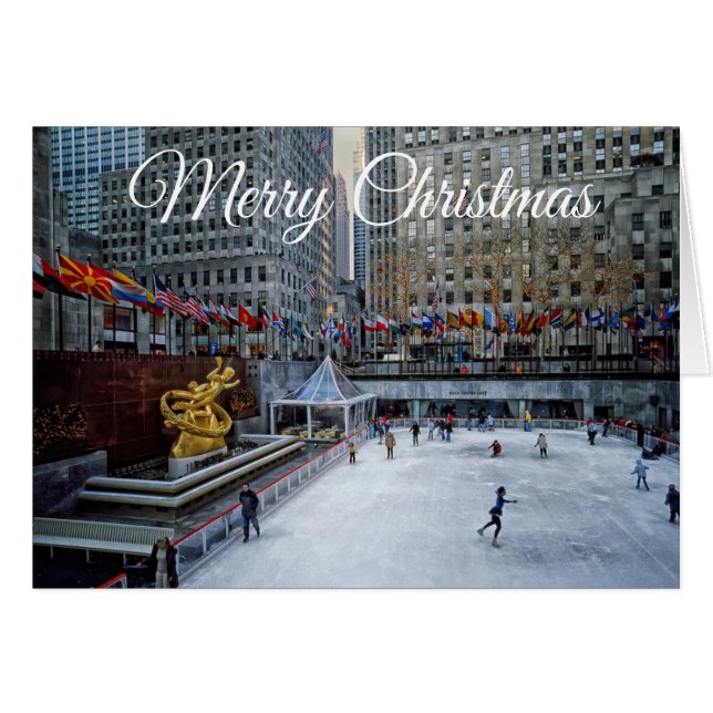メリークリスマスNYCロックフェラースケートカード (正面横)