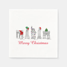 メリークリスマスNYC建物ランドマークス スタンダードカクテルナプキン