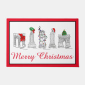 メリークリスマスNYC建物ランドマークス ドアマット (正面)