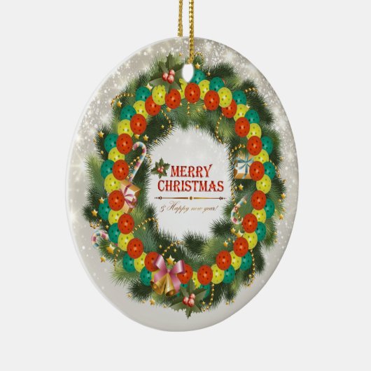 メリークリスマスPickleball 1匹のオーナメント セラミックオーナメント (右)