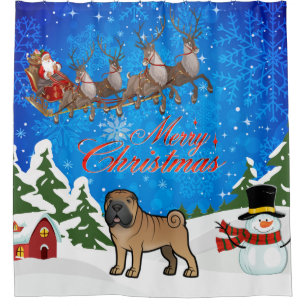 メリークリスマスShar Pei シャワーカーテン