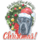 メリークリスマスshar pei Gray シール (正面)