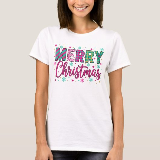 メリークリスマスTシャツ - 豊かなホリデー文字 Tシャツ (正面)