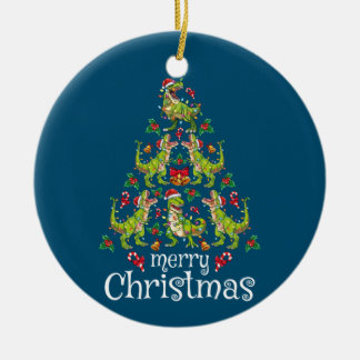 メリークリスマスTレックス少年たちクリスマスツリーレックス セラミックオーナメント