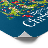 メリークリスマスTレックス少年たちクリスマスツリーレックス ポスター (角)