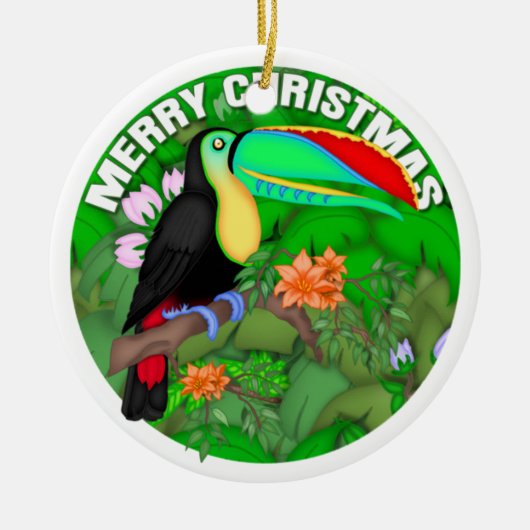 メリークリスマスToucan セラミックオーナメント (正面)