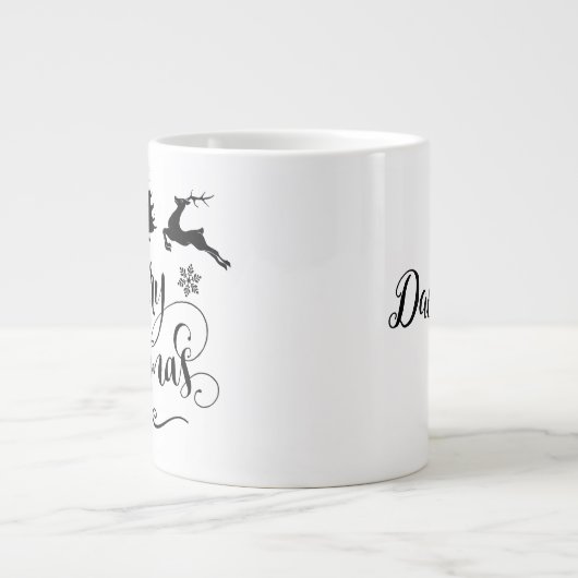 メリークリスマスwトナカイ/クリスマス引用文/マグカップ ジャンボコーヒーマグカップ (正面)