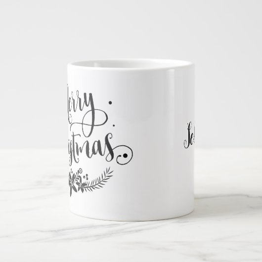 メリークリスマスw花/クリスマス引用文/マグカップ ジャンボコーヒーマグカップ (正面)