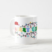 メリークリスマスxミサ、トナカイ、サンタクロース コーヒーマグカップ (正面左)