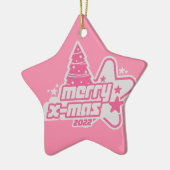 メリークリスマスY2K 2022ピンク セラミックオーナメント (左)