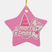 メリークリスマスY2K 2022ピンク セラミックオーナメント (裏面)