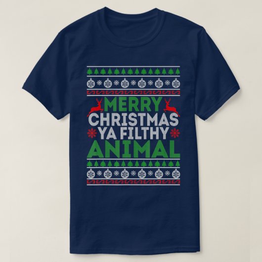 メリークリスマスyafilthy animal おもしろい christmas pajama tシャツ (デザイン正面)