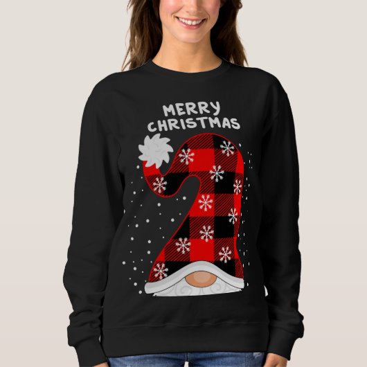 メリークリスマスY'allと格言市松模様にPlaid スウェットシャツ (正面)
