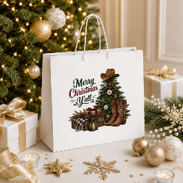 メリークリスマスY'allギフトバッグ ラージペーパーバッグ