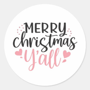 メリークリスマスY'allグラフィックデザイン ラウンドシール