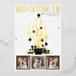 メリークリスマスY'allサボティホイルホリデーカード 箔シーズンカード