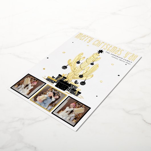 メリークリスマスY'allサボティホイルホリデーカード 箔シーズンカード (回転した状態)
