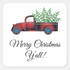 メリークリスマスY'allステッカー スクエアシール