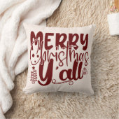 メリークリスマスY'allタイポグラフィホリデークリーム クッション (ブランケット)