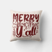 メリークリスマスY'allタイポグラフィホリデークリーム クッション (裏面)